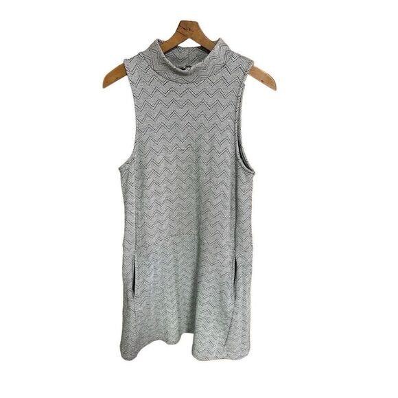 Free People Large (L) Grey and Black Chevron Dress Sleeveless Mock Turtleneck Po - Picture 1 of 5
